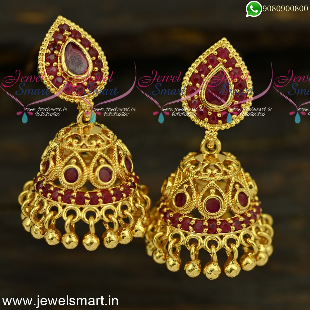 Matt Gold Plated Half Chand Shape With Pearls Earrings – Look Ethnic