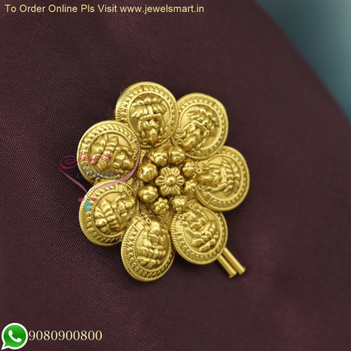 Antique Gold Lakshmi Coin Engraved Hair Choti – Elegant Single Piece Hair Accessory for Women H26494