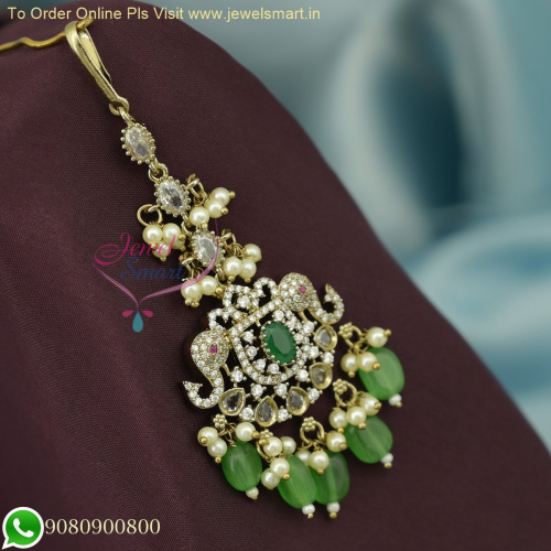 Victorian Style Small Size Maang Tikka with Colorful Beads – Elegant Traditional Jewelry M26493