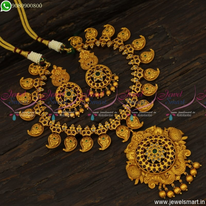 Majestic Art Gold Necklace Designs For Wedding Polki Kemp Matte Finish ...