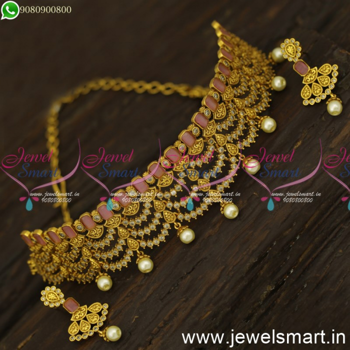Gold Choker necklace Set Indian Wedding Ethnic Jewellery Bollywood Necklace  | eBay