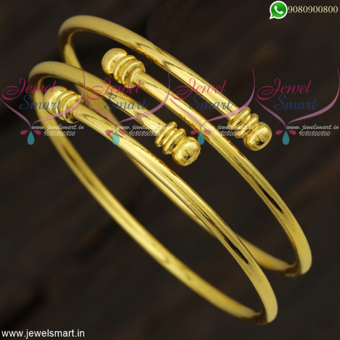 Gold Bangles Design Kada Open Type Plain Metal Daily Wear Imitation  Jewellery Online B21789