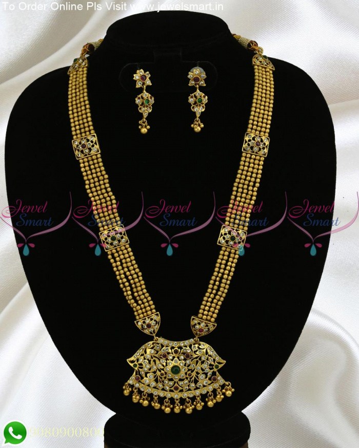 5 Line Min Mini Glowing Beads Long Gold Necklace Chillai Pendant ...
