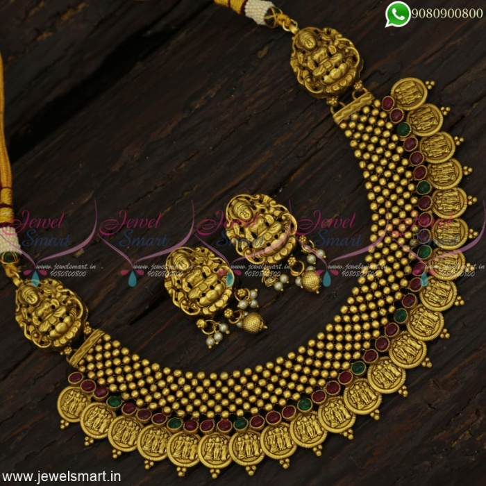 Ram Darbar Coin Necklace Temple Jewellery With Beads Gold Antique ...