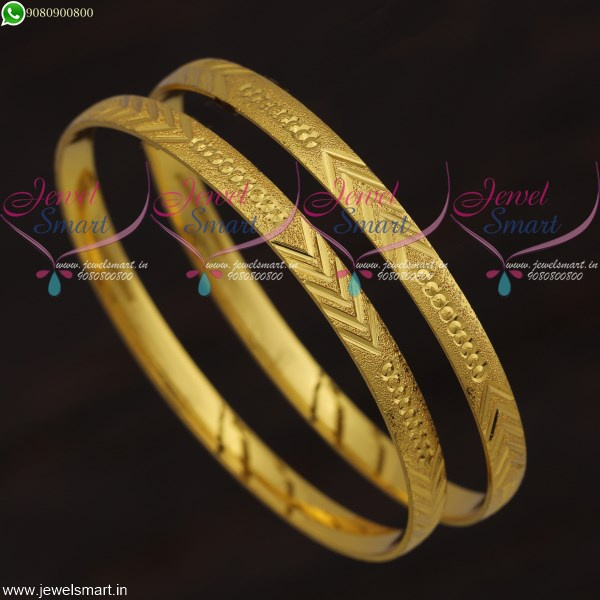 South Indian Gold Covering Bangles Meant For Daily Wear Low Price B21655