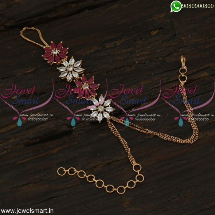 Stylish Hathphool Floral Ring Bracelet Rose Gold Jewellery Designs
