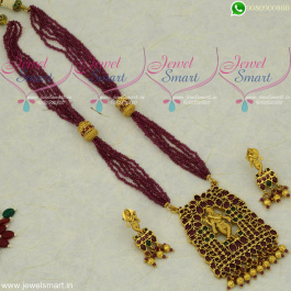 1 Gram Gold Temple Jewellery Lord Krishna Design Crystal Mala Set Kemp ...