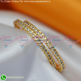 Eye Shape Cut White Stones Gold Design Bangles Imphon Jewellery Online ...