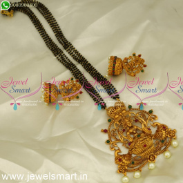 Nalla Pusalu 4 Strand Temple Nagas Mangalsutra Jhumka Pearls Low Price ...