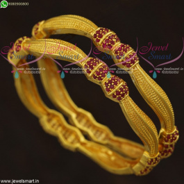 Stylish Ruby Bangles Gold Plated Set New Designs South Indian ...