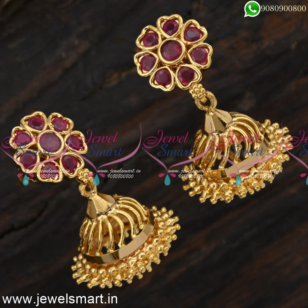 Gold Plated Jhumka Earrings Under Rs.250 Fancy Jimikki Kammal Push ...