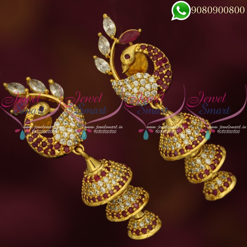 3 step online jhumka earrings gold