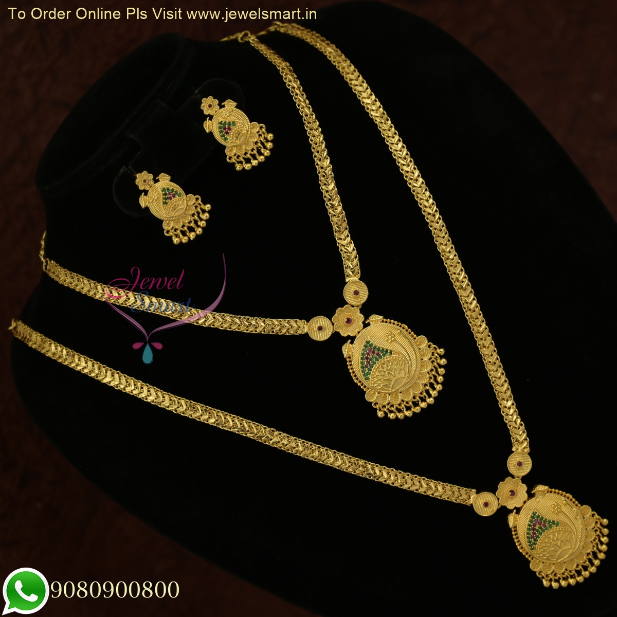 Long Gold Necklace & Short Chain Combo Set | South Screw Earrings |  Dazzling Color Life NL25917-Multi Colour