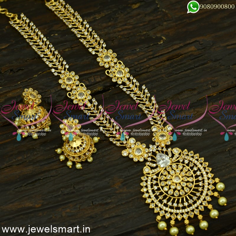 Latest 1 gram gold cz necklace sets hot sale with price