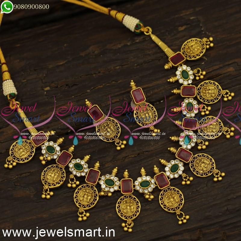 Goldtone Kaashu Lakshmi Coin Short Necklace AG100175 – Kaya Online