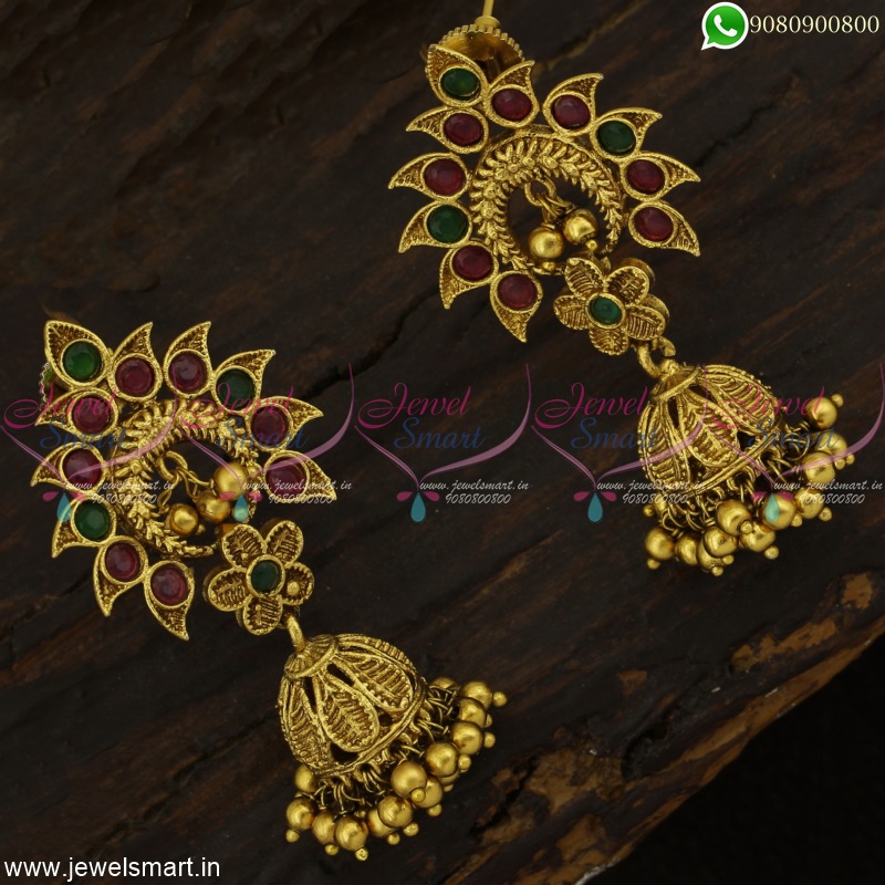 Jhumka earrings with cz model - Swarnakshi Jewelry