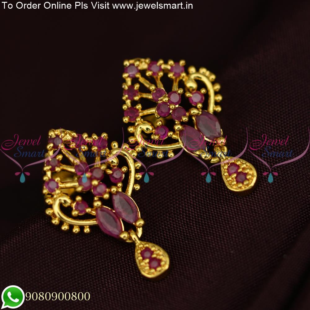 VeroniQ Trends-Drop Design Ruby And Polki Earrings Polki-Ruby Stone-Gold  Plated-Wedding Jewelry-Punjabi Jewelry-South Indian-Thappa Jewelry -  VeroniQ Trends