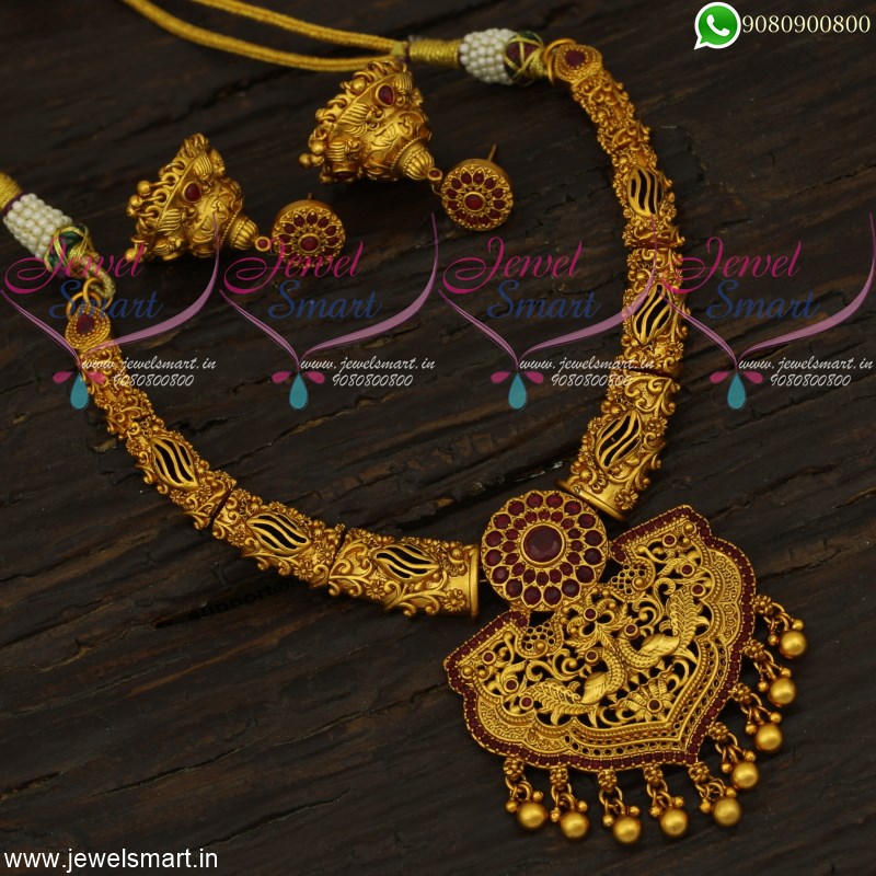 Elegant Gold Necklace Design Peacock 