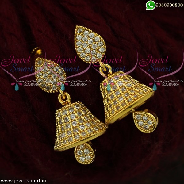 Buy Mahavir Silver Point  Rose Gold Cubic Zircon Bell Shaped Jhumka  Earrings at Amazonin