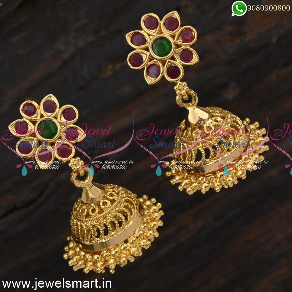 South Indian Fashion Jewellery Trending Gold Plated Jhumka ...