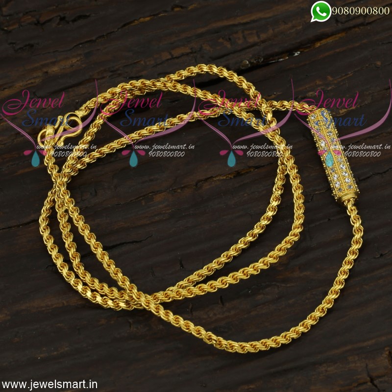 Thali Chain Designs With Mugappu Gold 